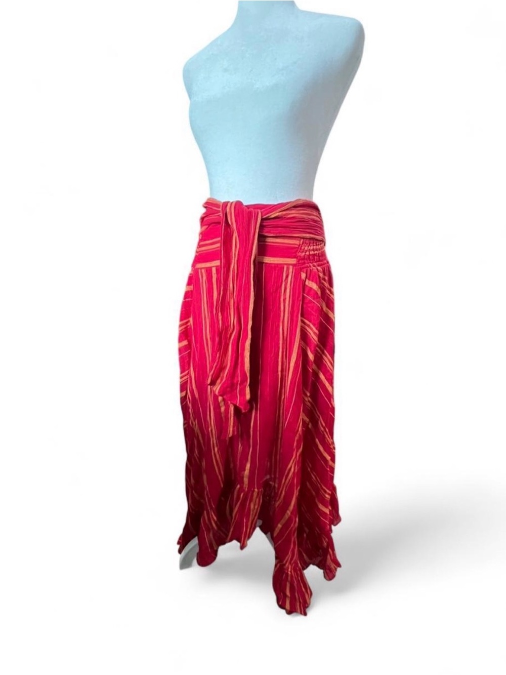 Red Striped Maxi Skirt